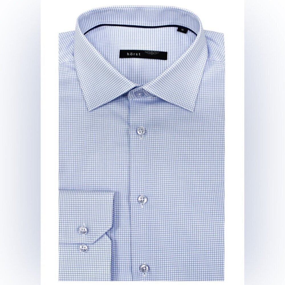 Horst Light Blue Long Sleeve Button Down Shirt 100% Cotton Size 16